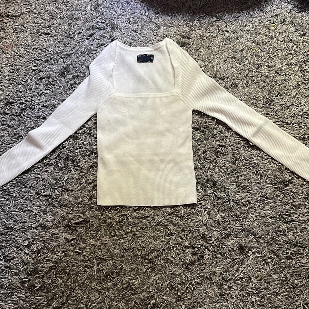 ASOS Design sweater in rib with square neck.